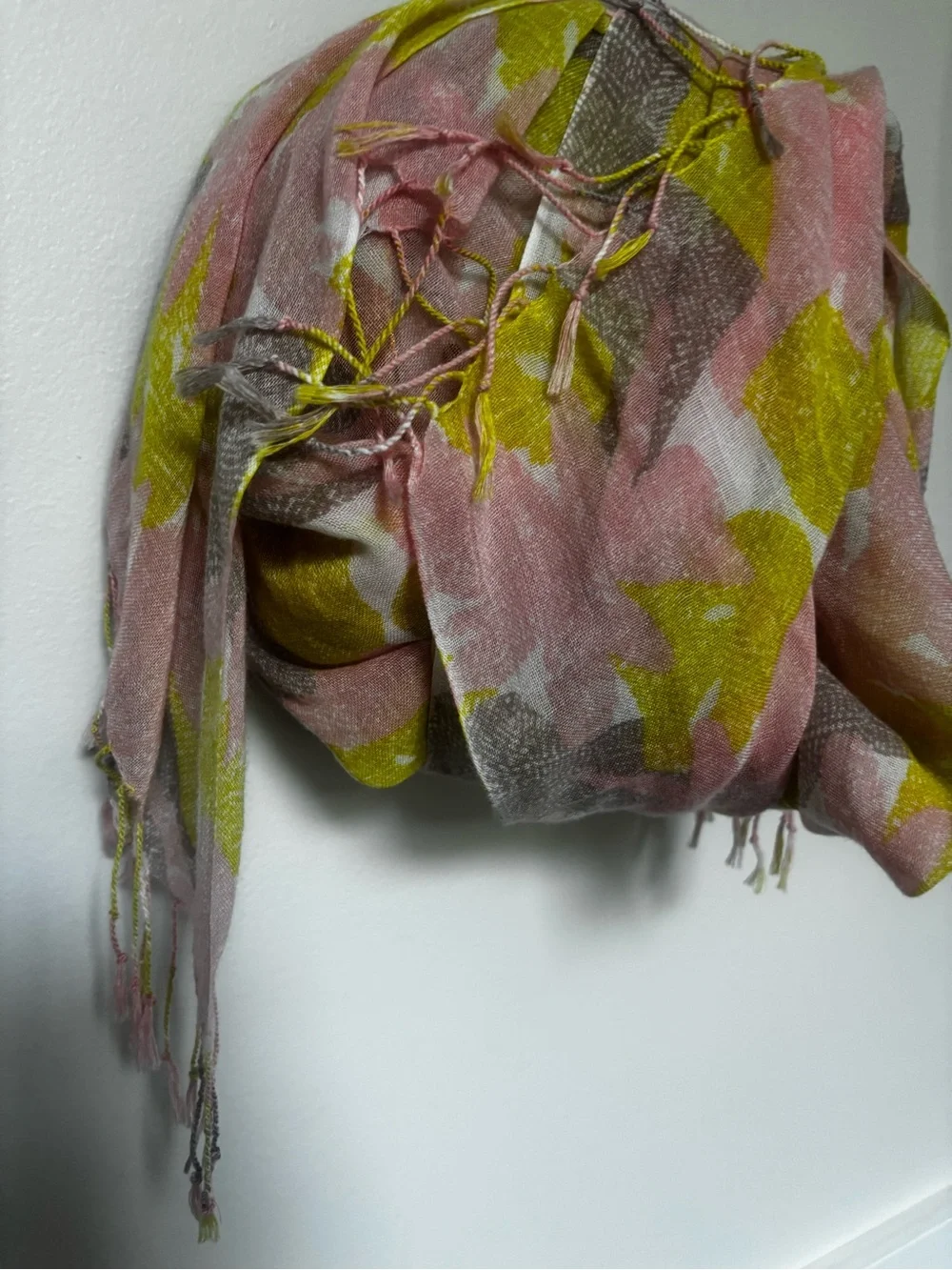 Lightweight Pink and Lime Floral Scarf - Women's Accessory